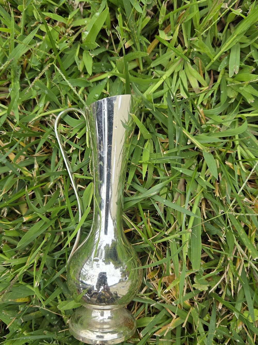 Sleek Silver Bud Vase with Handle - Modern Home Accent